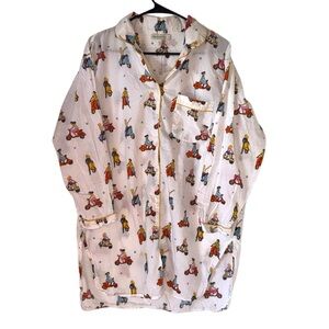 Mahogany Sz L Scooter Nightshirt Sleep Shirt Pajama Top Made India